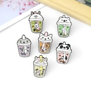 6 Enamel pins bubble tea cute pins